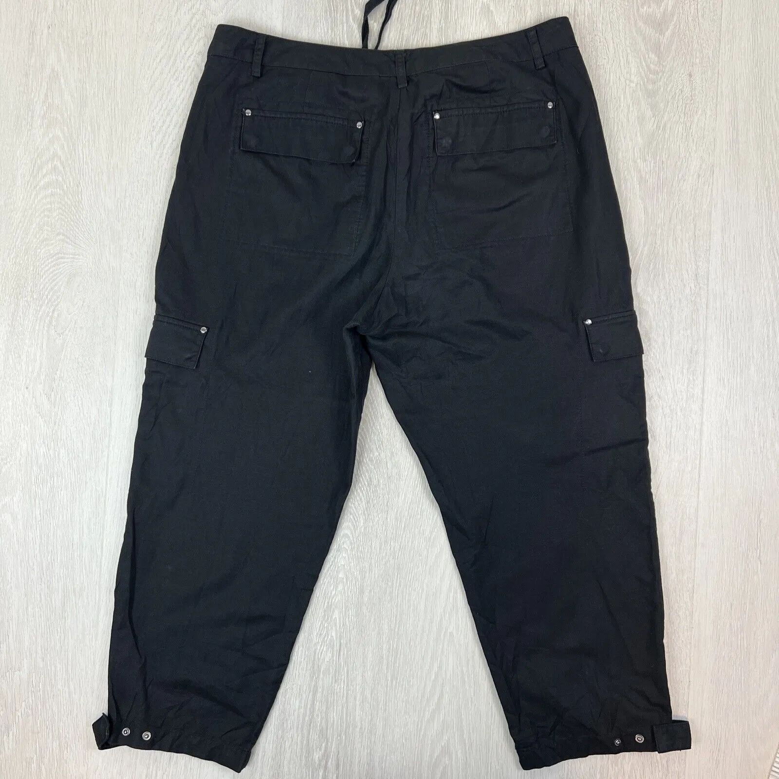 Country Road Womens Black Linen Blend Cropped Pants Size 16