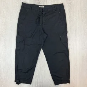 Country Road Womens Black Linen Blend Cropped Pants Size 16