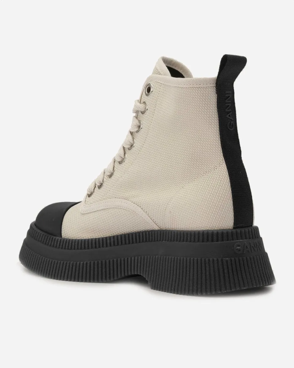 Creepers Textile Lace Up Boot - Egret