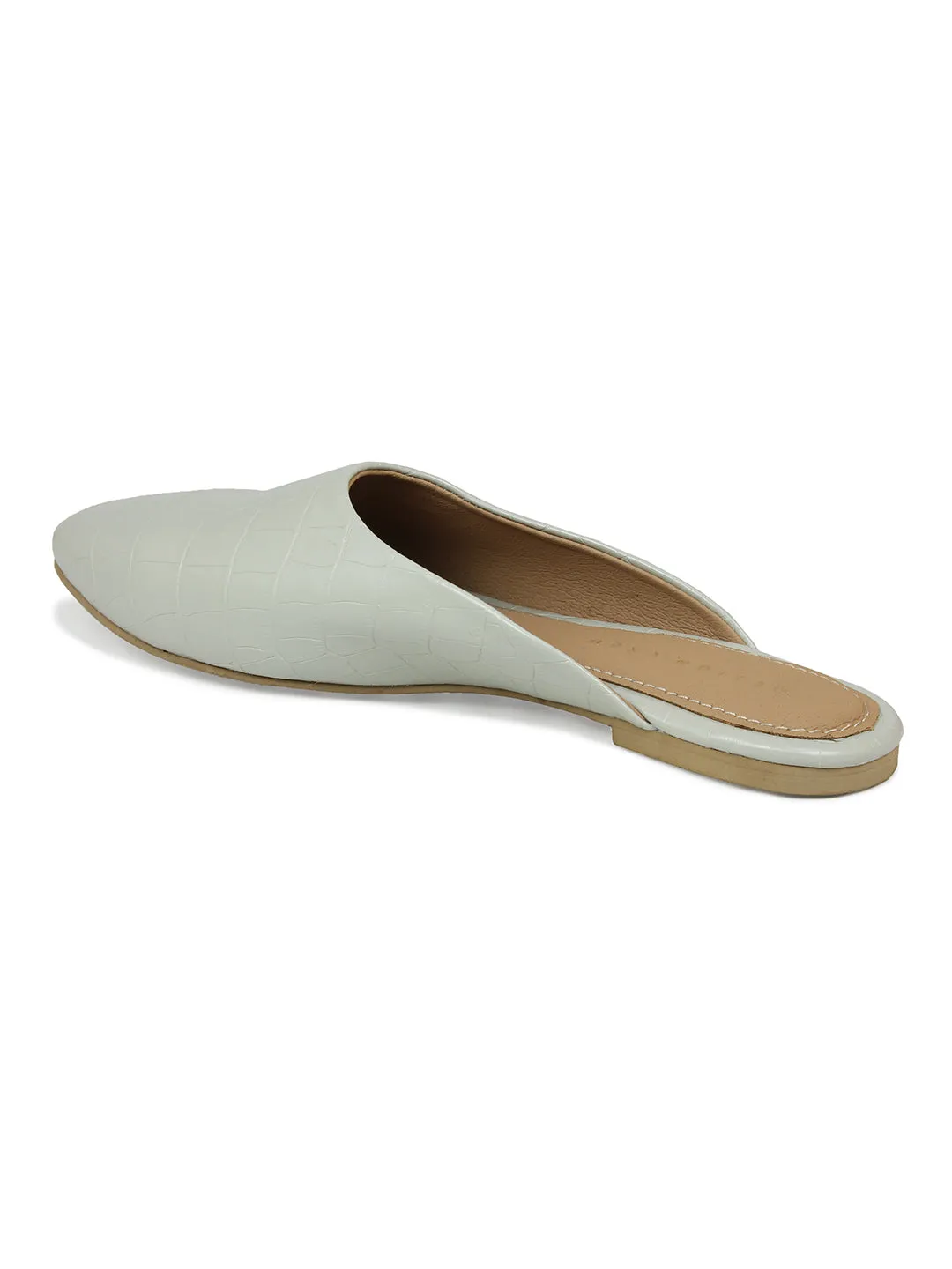 Crocodile Printed Pointed Toe Mule