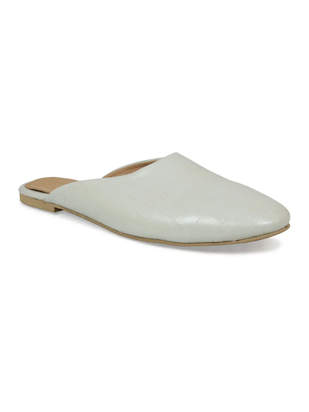 Crocodile Printed Pointed Toe Mule