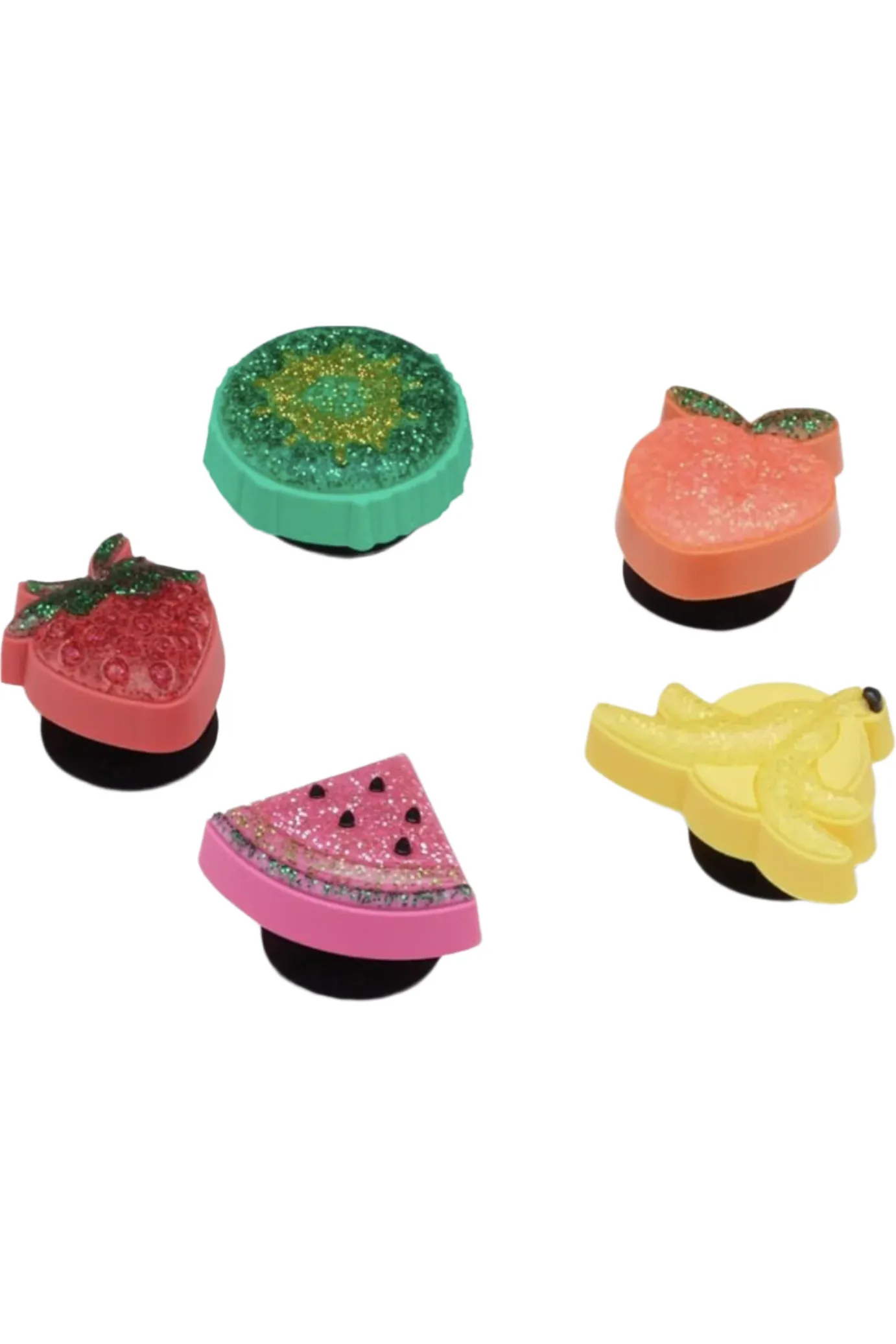 CROCS SPARKLE GLITTER FRUITS JIBBITZ CHARMS 5PK - MULTI