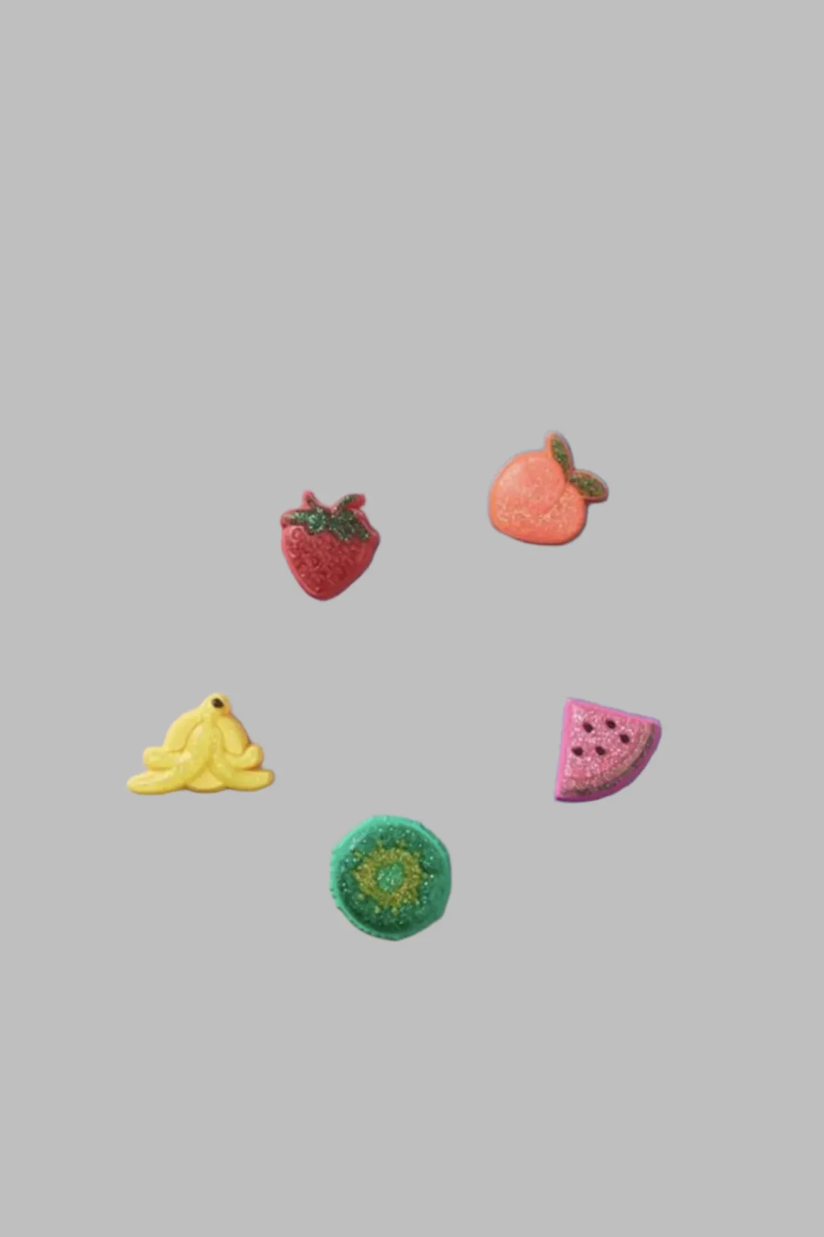 CROCS SPARKLE GLITTER FRUITS JIBBITZ CHARMS 5PK - MULTI
