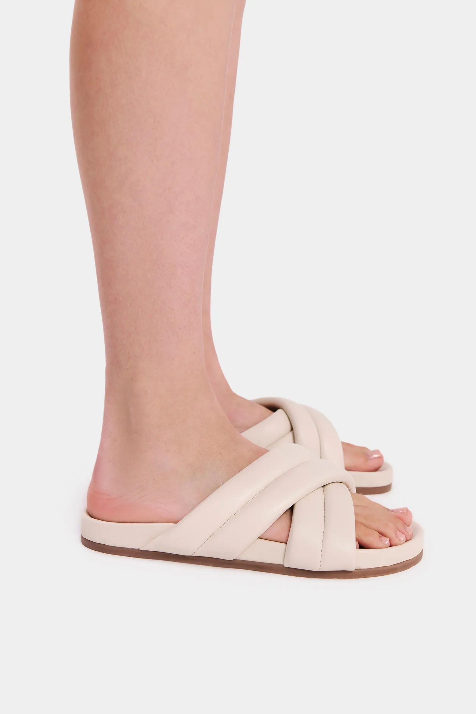 CROSSOVER LEATHER SLIDE