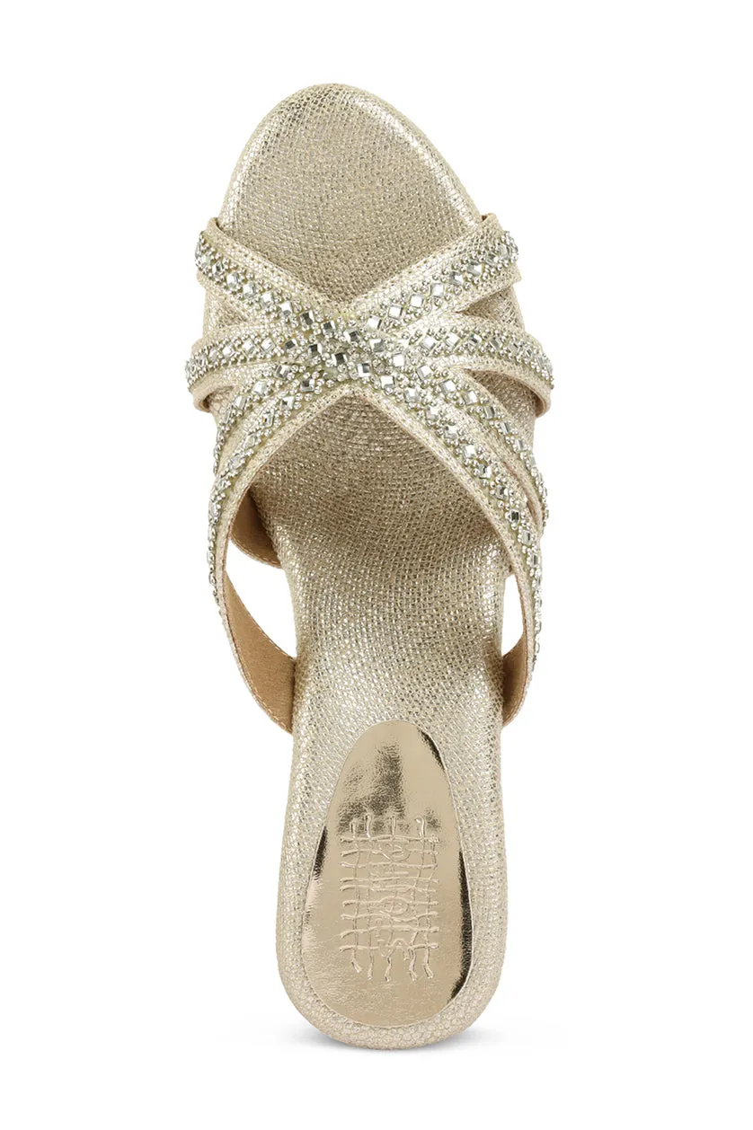 Crystal Slip on Low Wedges Rose Gold