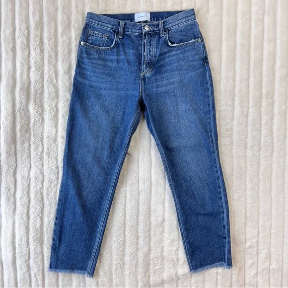 CURRENT/ELLIOTT The Exposed-Fly Vintage Cropped Slim Jeans in Bermuda wash