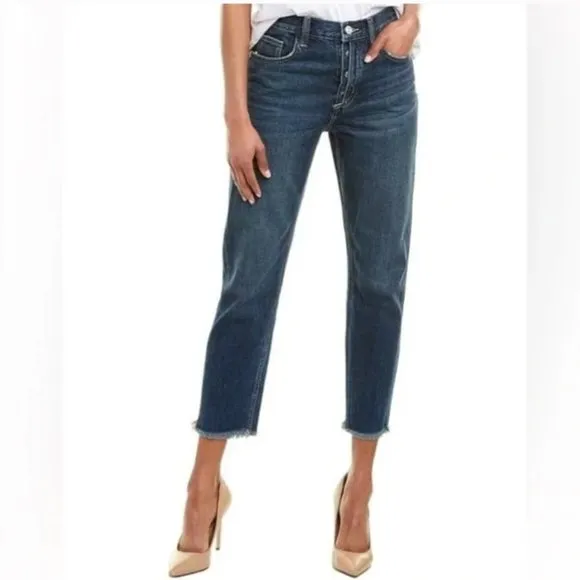 CURRENT/ELLIOTT The Exposed-Fly Vintage Cropped Slim Jeans in Bermuda wash