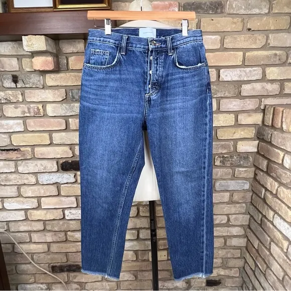 CURRENT/ELLIOTT The Exposed-Fly Vintage Cropped Slim Jeans in Bermuda wash