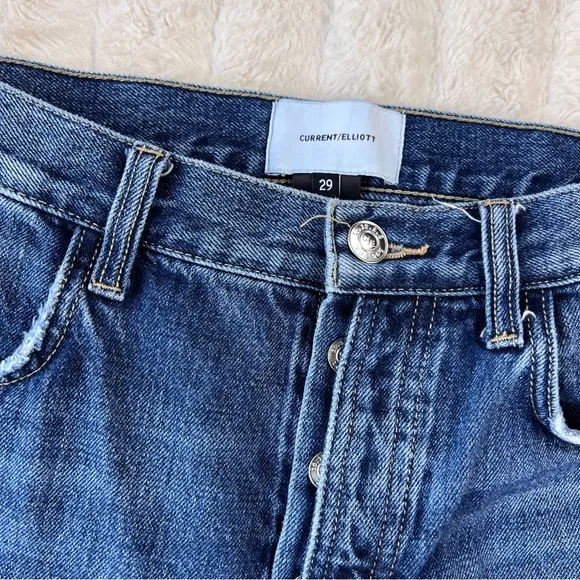 CURRENT/ELLIOTT The Exposed-Fly Vintage Cropped Slim Jeans in Bermuda wash