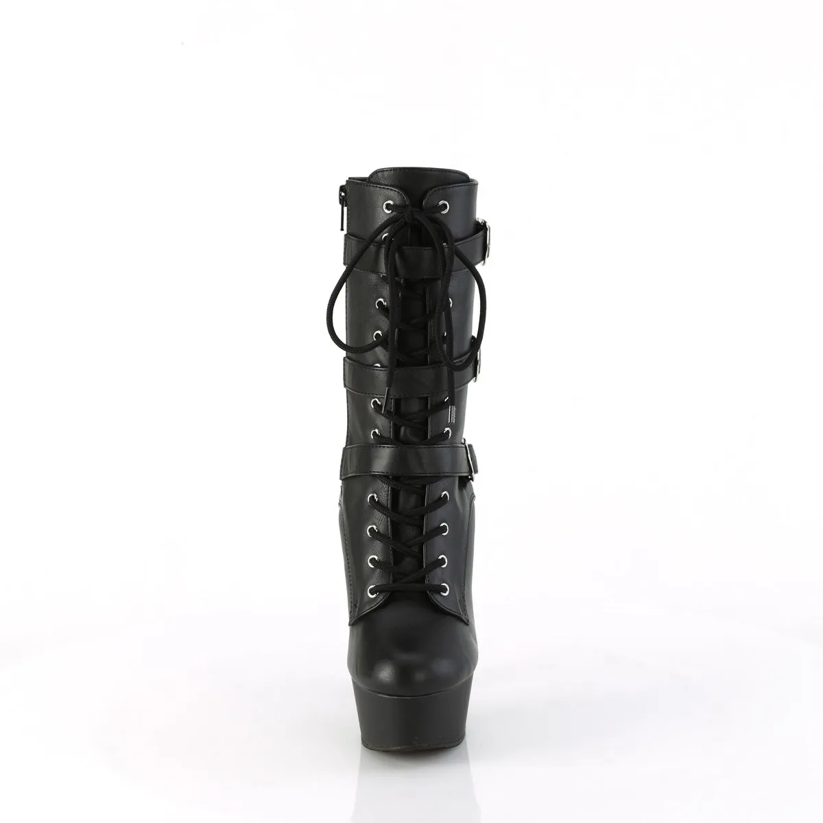 DELIGHT-1043  Black Faux Leather/Black Matte
