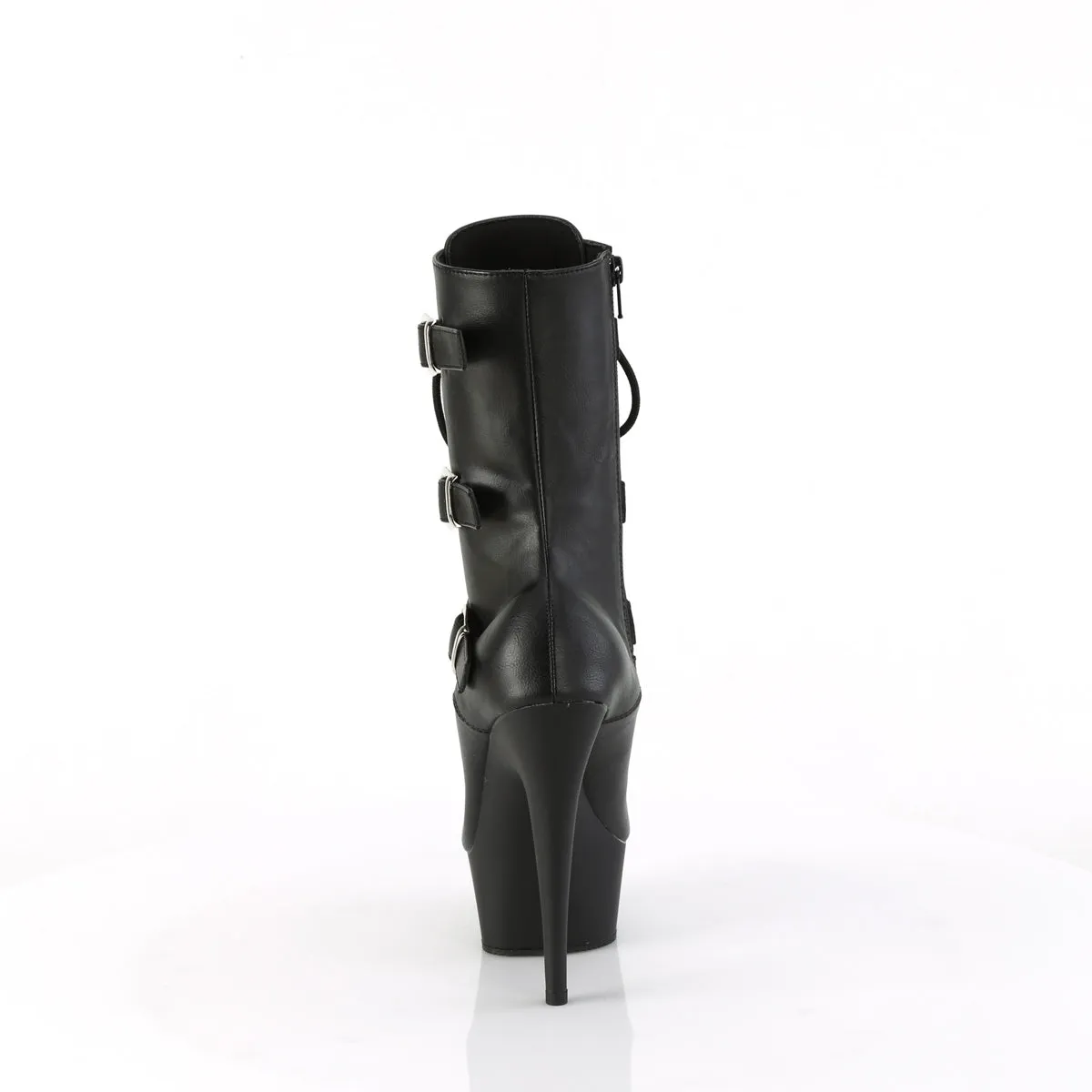 DELIGHT-1043  Black Faux Leather/Black Matte