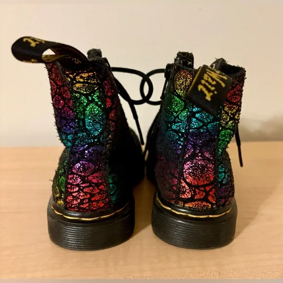 Dr. Martens 1460 Pascal Boot Rainbow Crocodile Metallic Toddler US 8