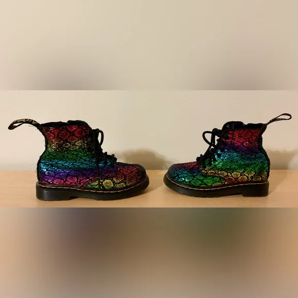 Dr. Martens 1460 Pascal Boot Rainbow Crocodile Metallic Toddler US 8