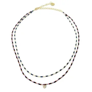 Duo Necklace with Heart / Pink