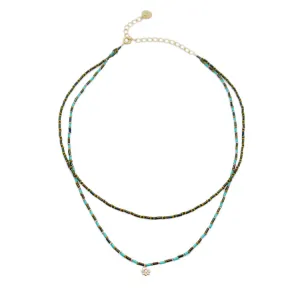 Duo Necklace with Star / Olive