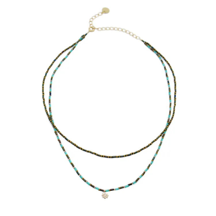 Duo Necklace with Star / Olive