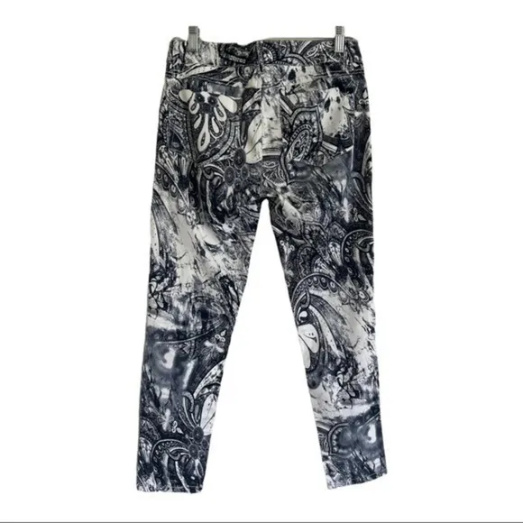 Ecru Paisley Print Cropped Lightweight Ankle Pant Size 0