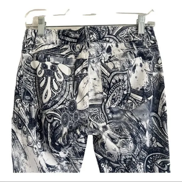Ecru Paisley Print Cropped Lightweight Ankle Pant Size 0