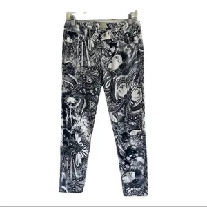 Ecru Paisley Print Cropped Lightweight Ankle Pant Size 0