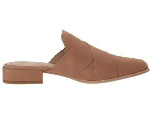 EILEEN FISHER BAUER CRISSCROSS FLAT WHEAT NUBUCK LEATHER MULES
