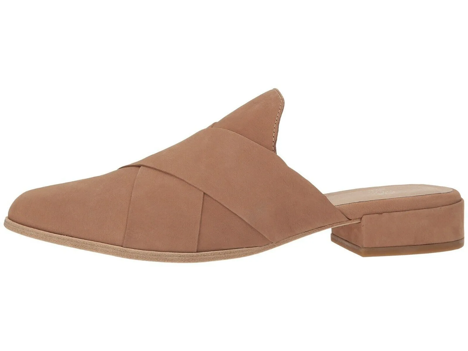 EILEEN FISHER BAUER CRISSCROSS FLAT WHEAT NUBUCK LEATHER MULES