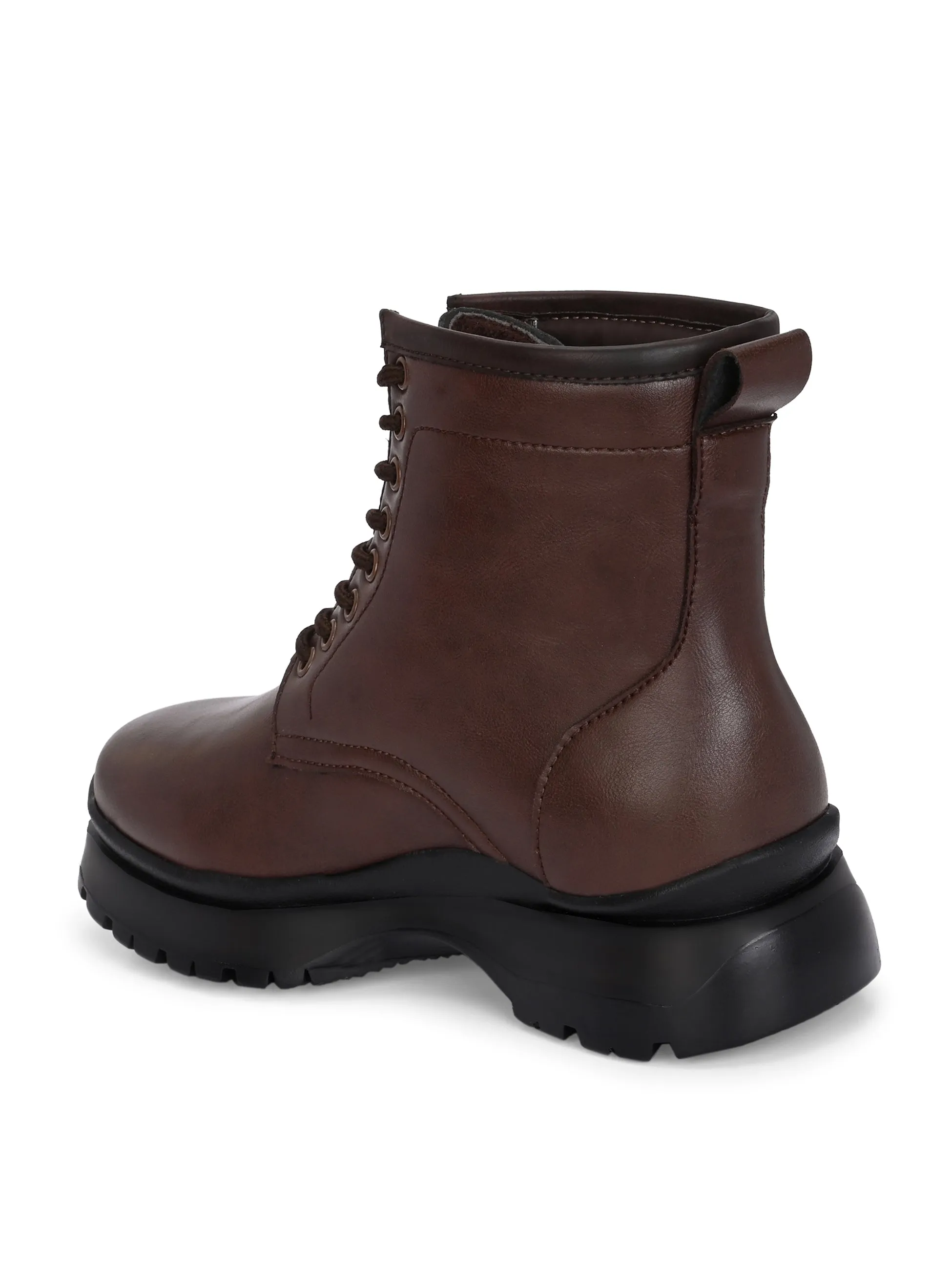 EL PASO Men Faux Leather Casual Lace Up Boots