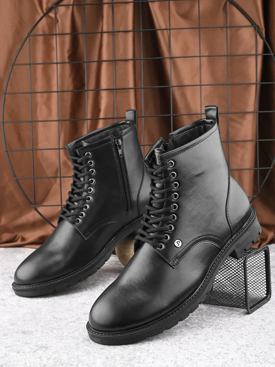 EL PASO Men Faux Leather Casual Lace Up Boots