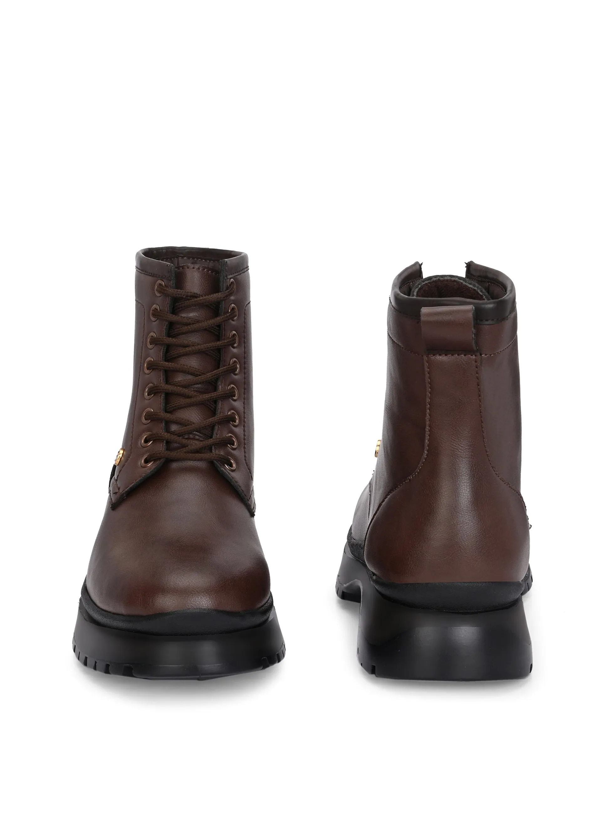 EL PASO Men Faux Leather Casual Lace Up Boots