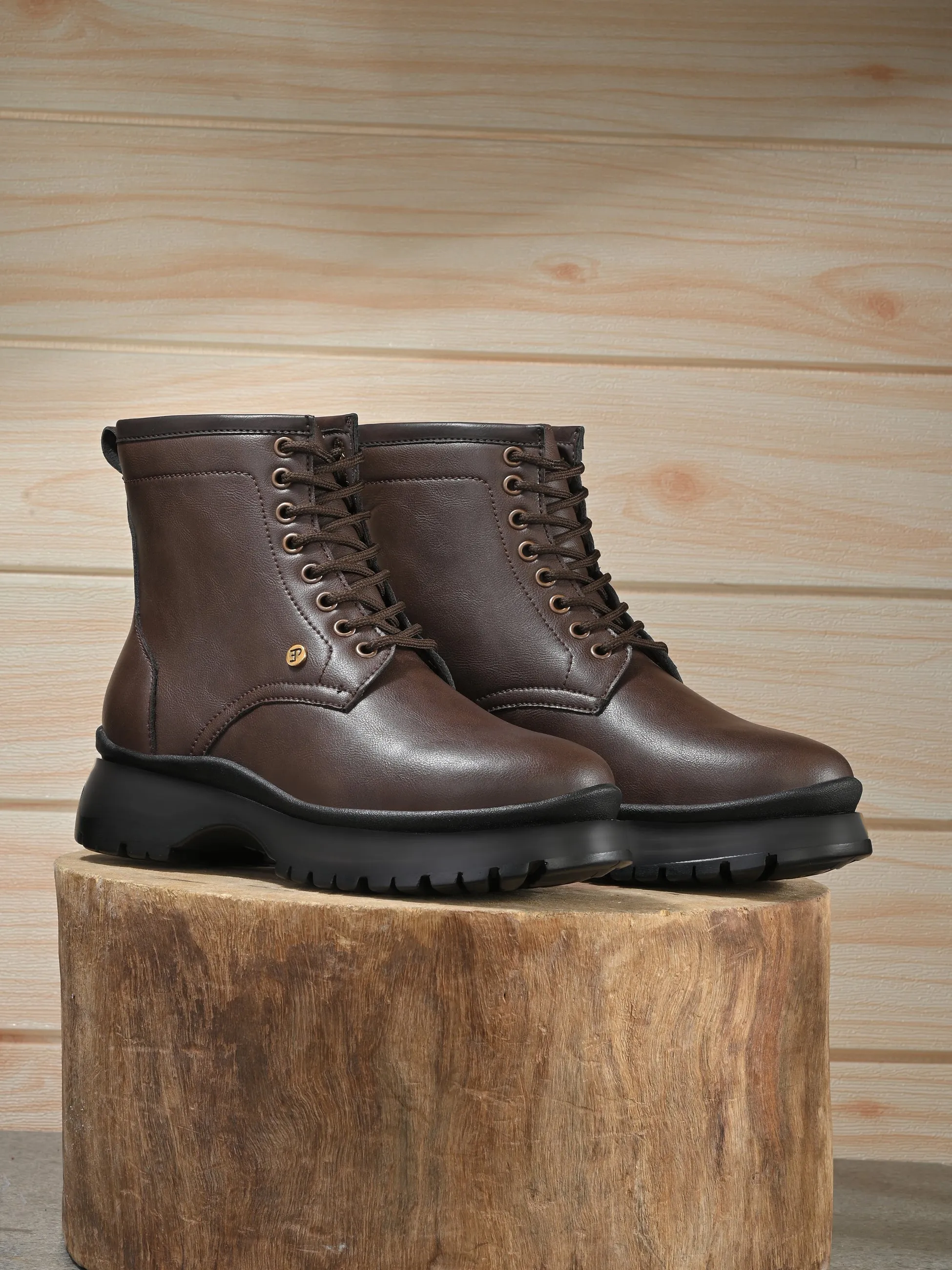 EL PASO Men Faux Leather Casual Lace Up Boots