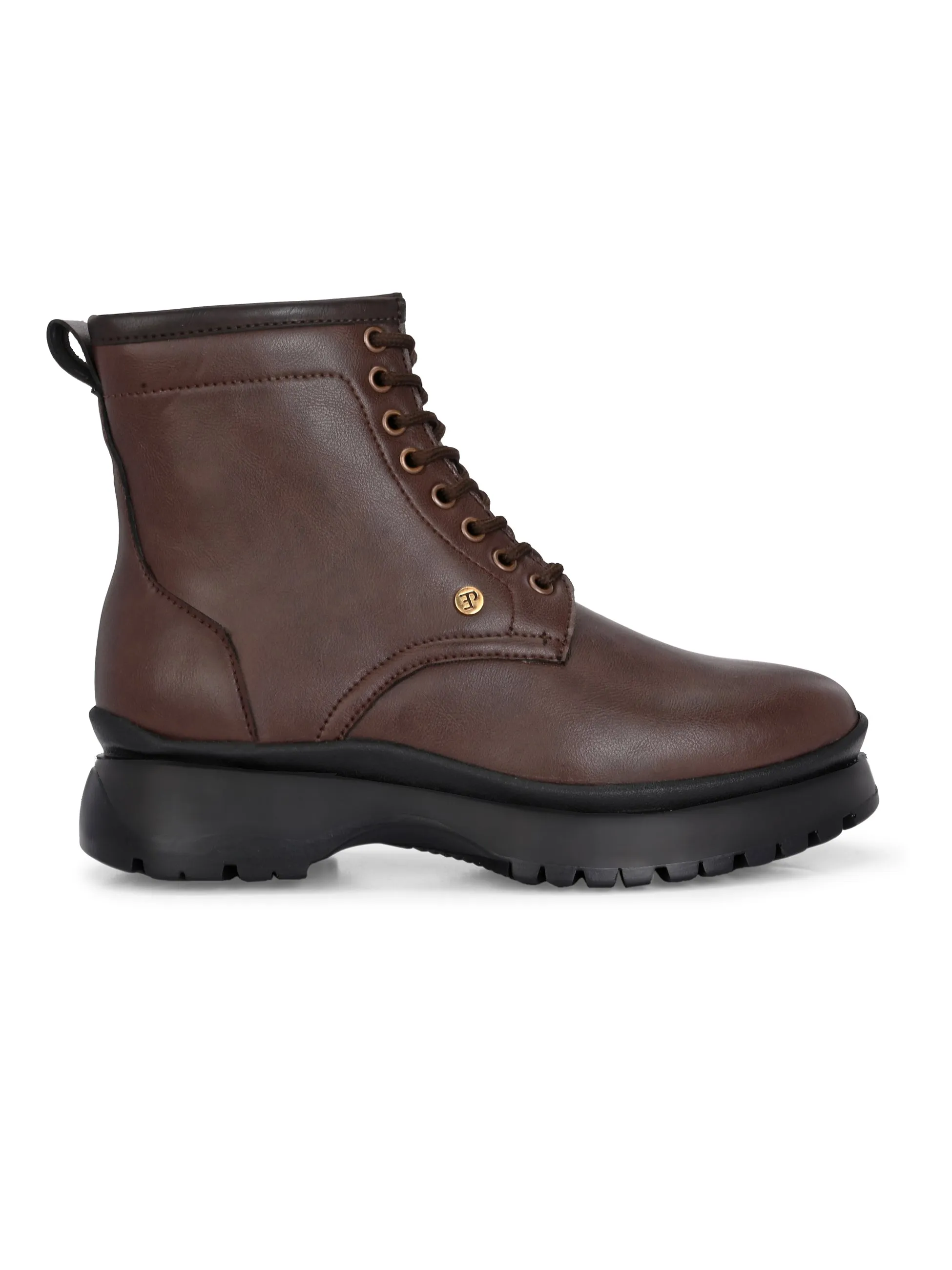 EL PASO Men Faux Leather Casual Lace Up Boots