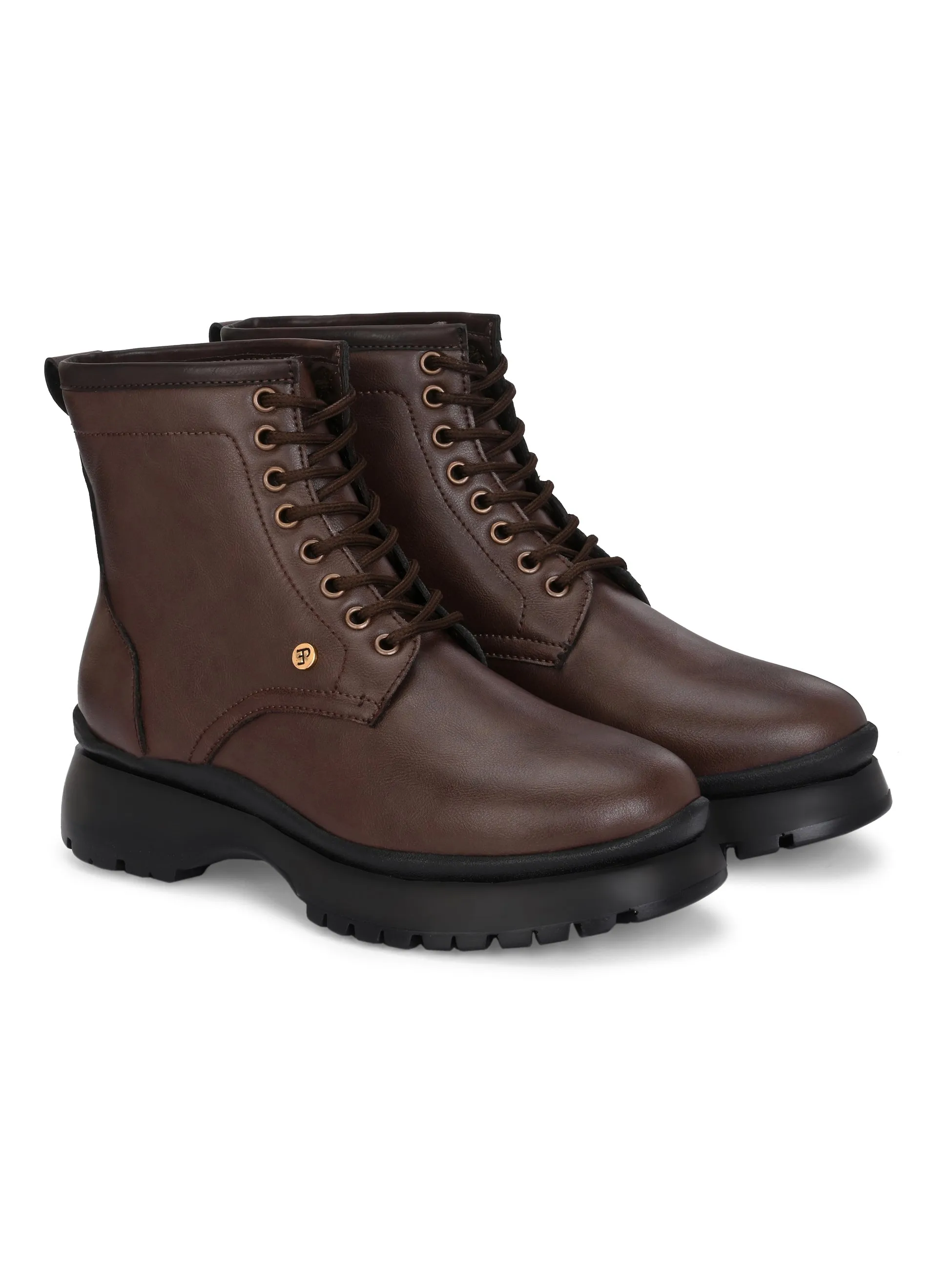 EL PASO Men Faux Leather Casual Lace Up Boots