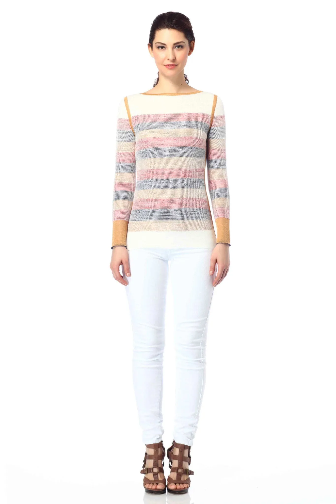 Elena Reversible Boat Neck Stripe Pullover