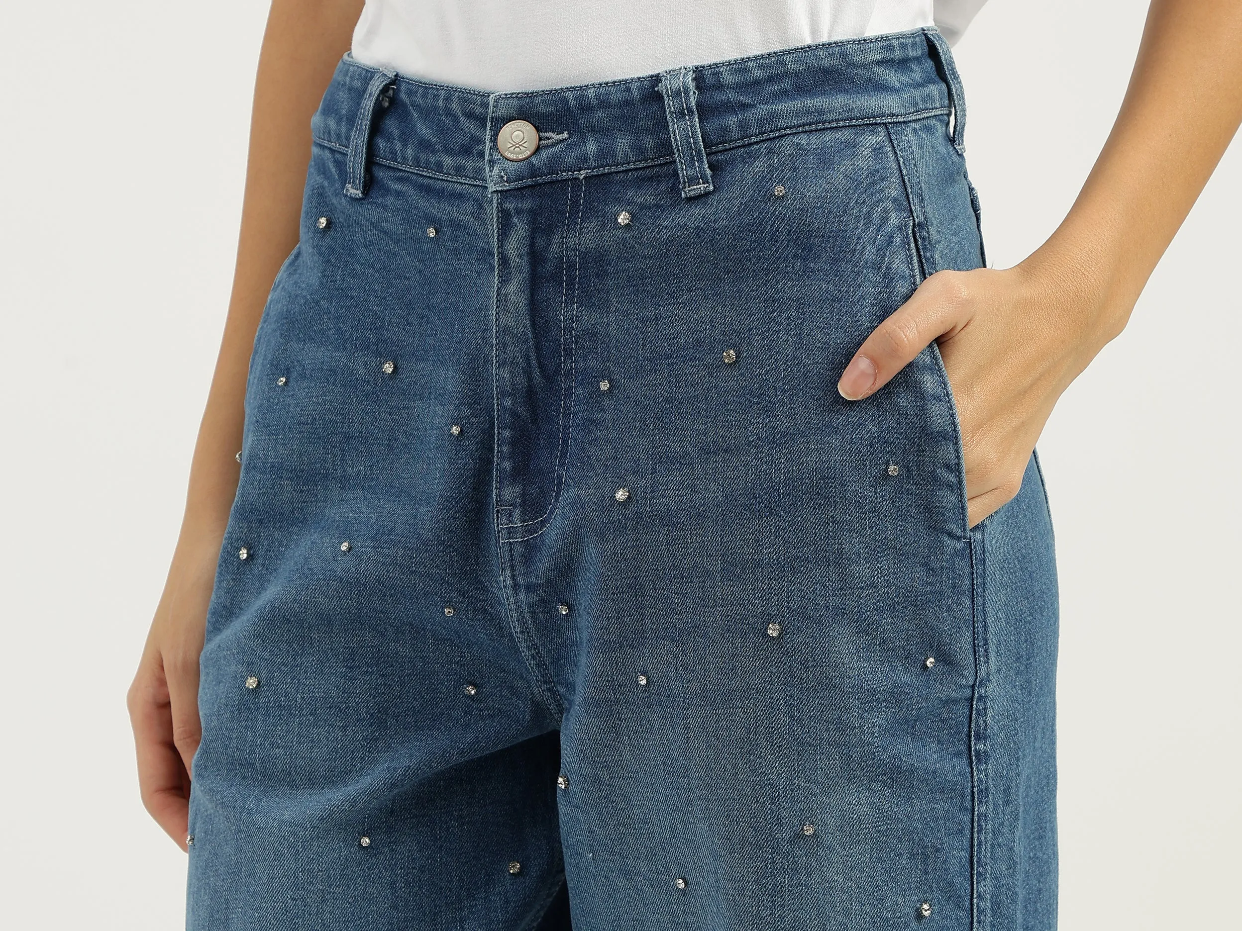 Embellished Straight Fit Jeans