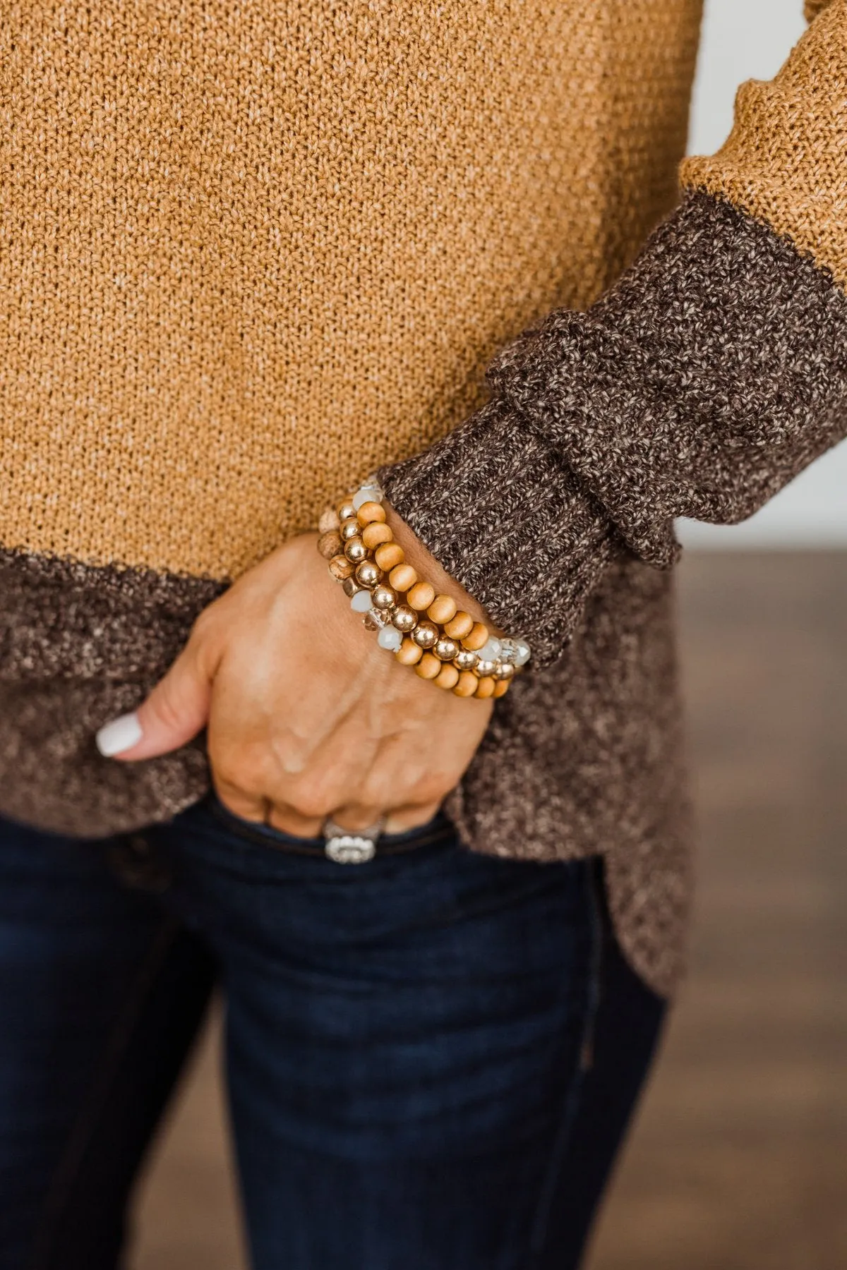 Enchanting Beaded Bracelet Set- Bronze & Natural