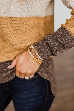 Enchanting Beaded Bracelet Set- Bronze & Natural