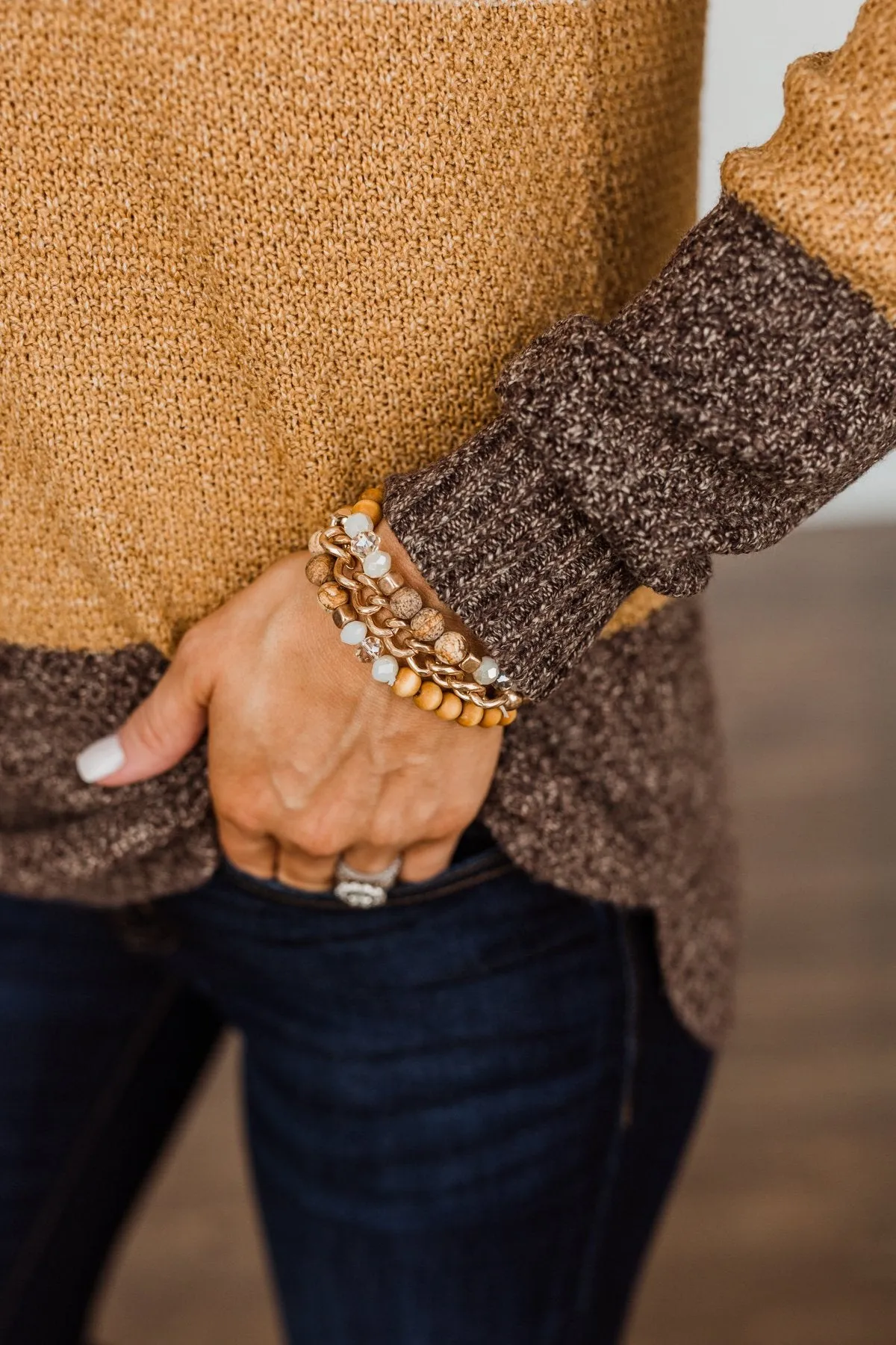 Enchanting Beaded Bracelet Set- Bronze & Natural