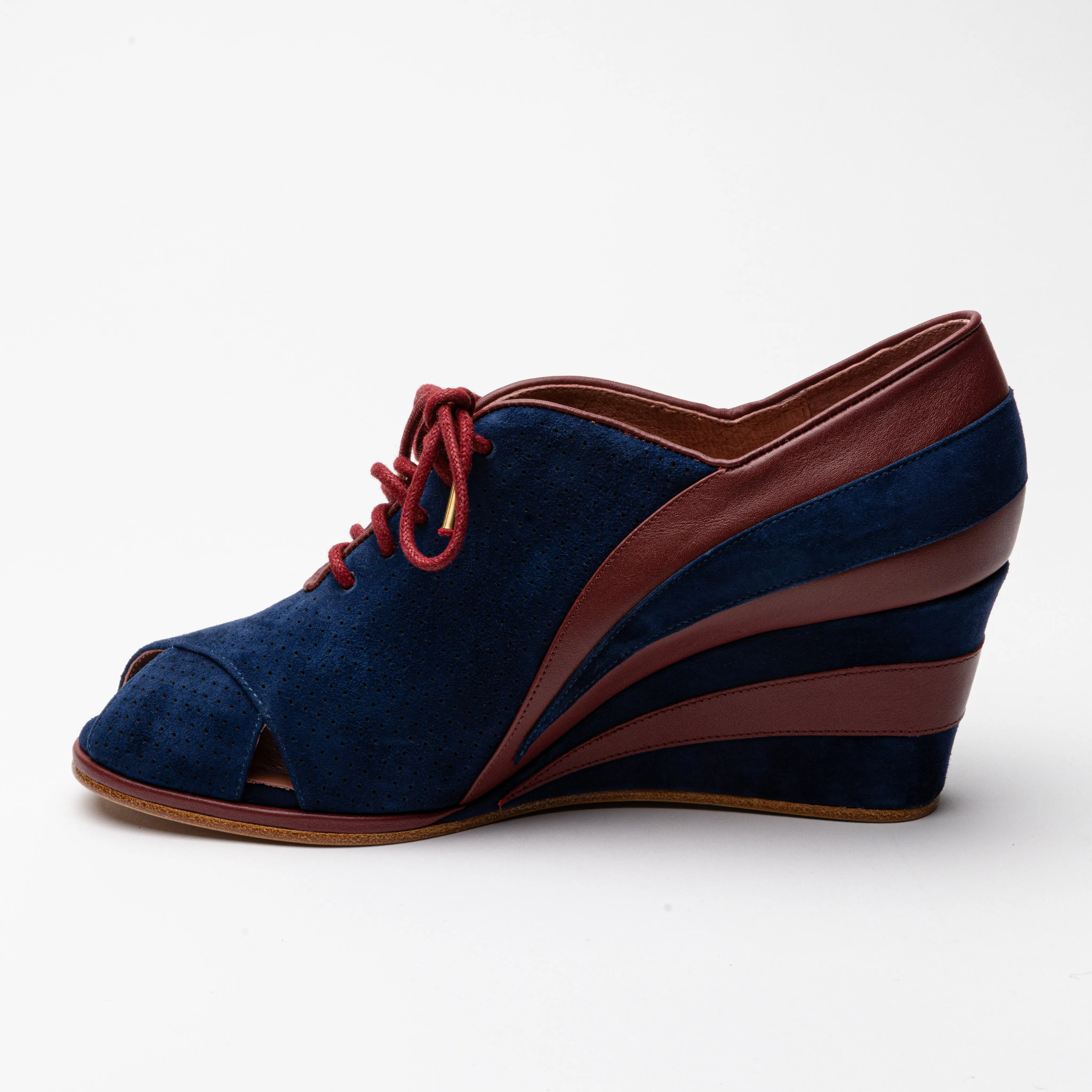 Esme 1930s Wedges (Red/Blue)