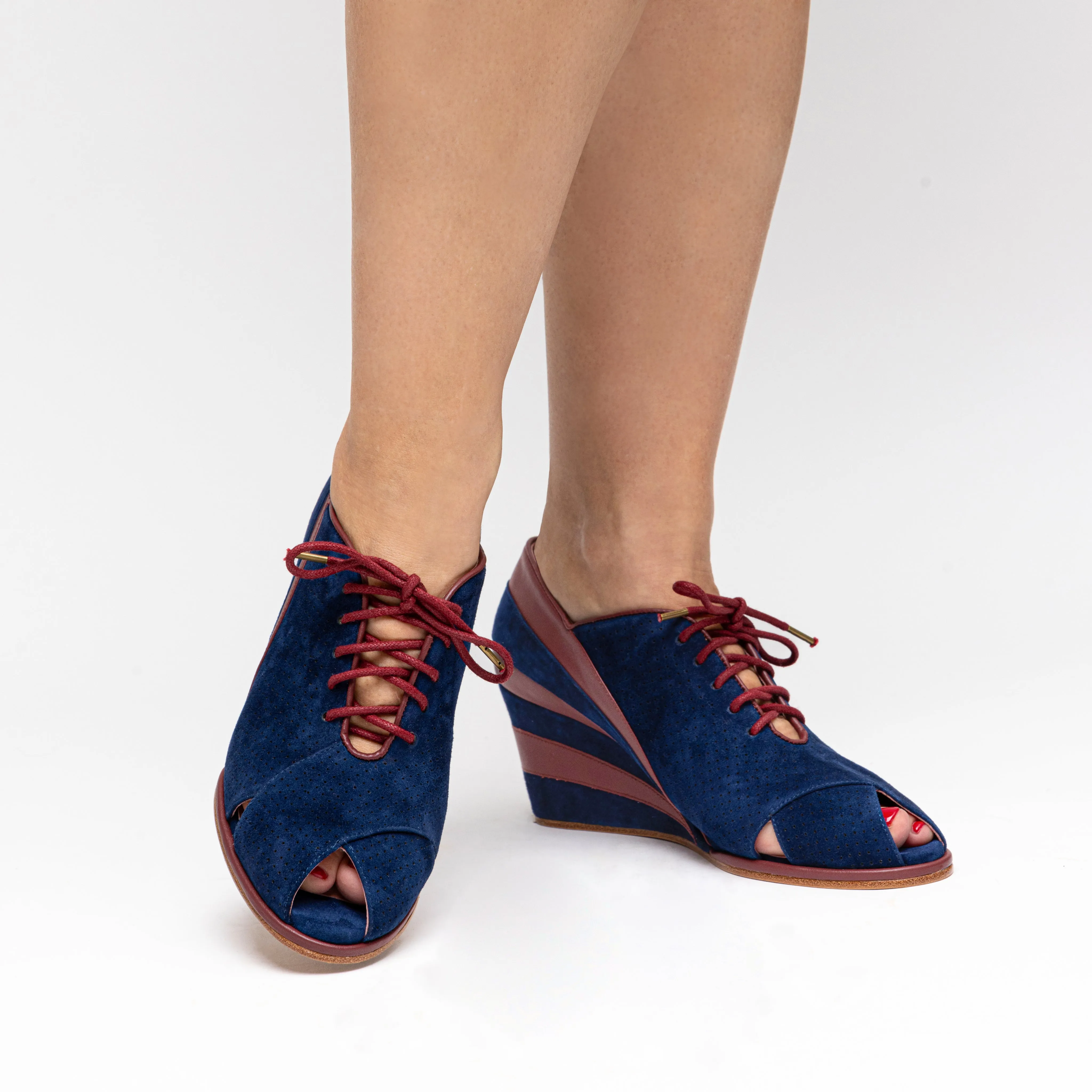 Esme 1930s Wedges (Red/Blue)