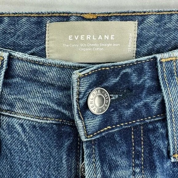 Everlane ‘90s Cheeky Straight Leg High Rise Jean in Medium Wash size 27