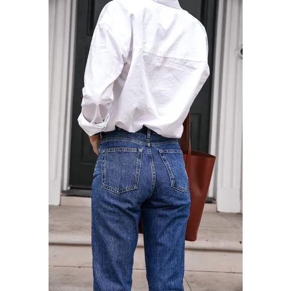 Everlane ‘90s Cheeky Straight Leg High Rise Jean in Medium Wash size 27