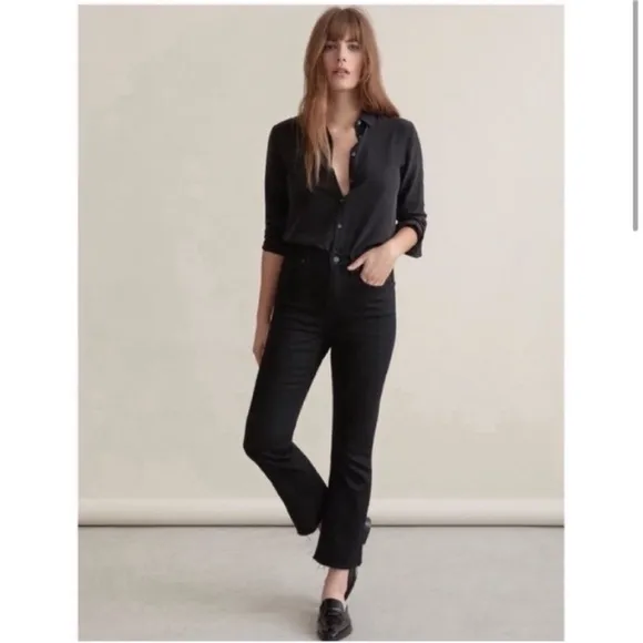 Everlane Black Ankle Cropped Jeans with High Waist and Straight Leg Sz 2