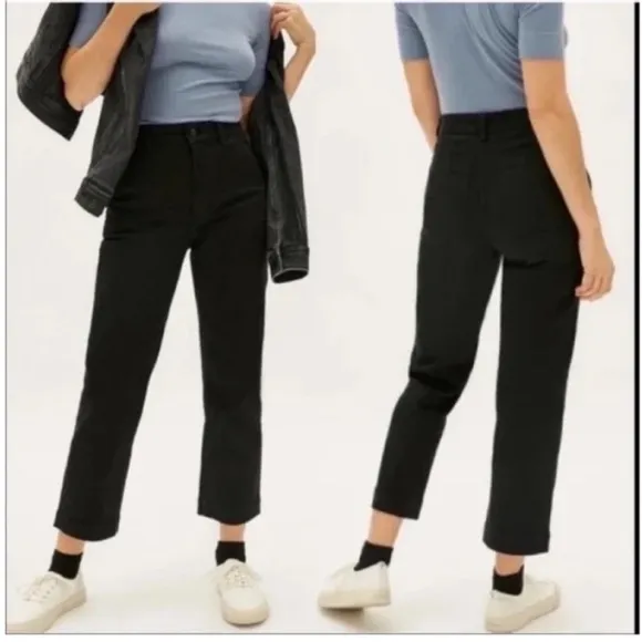 Everlane Black Ankle Cropped Jeans with High Waist and Straight Leg Sz 2