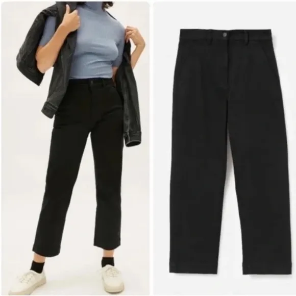 Everlane Black Ankle Cropped Jeans with High Waist and Straight Leg Sz 2