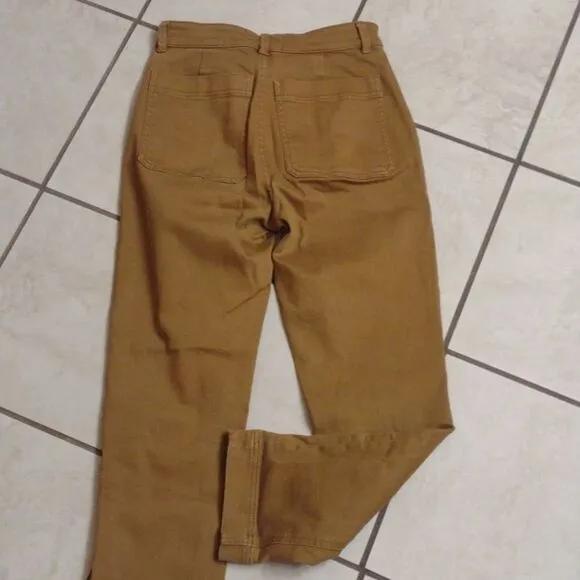 Everlane Jean Cropped Slim Regular Tapenade Mustard Yellow Golden Tan 2