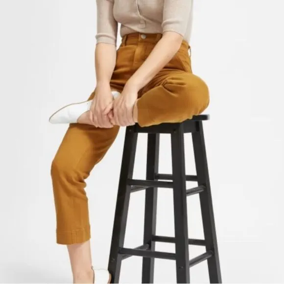 Everlane Jean Cropped Slim Regular Tapenade Mustard Yellow Golden Tan 2