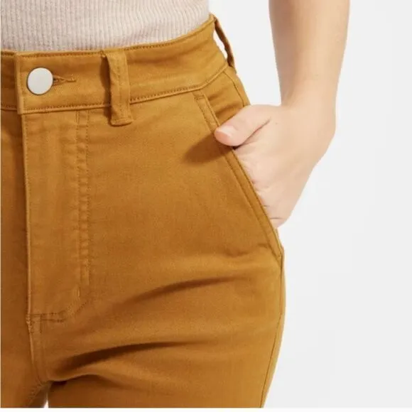 Everlane Jean Cropped Slim Regular Tapenade Mustard Yellow Golden Tan 2