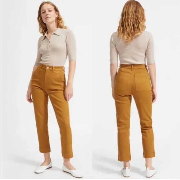 Everlane Jean Cropped Slim Regular Tapenade Mustard Yellow Golden Tan 2
