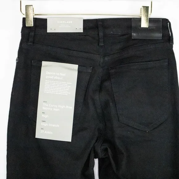 Everlane Womens Black Curvy High Waisted Crop Skinny Jeans Size 27 The High Rise