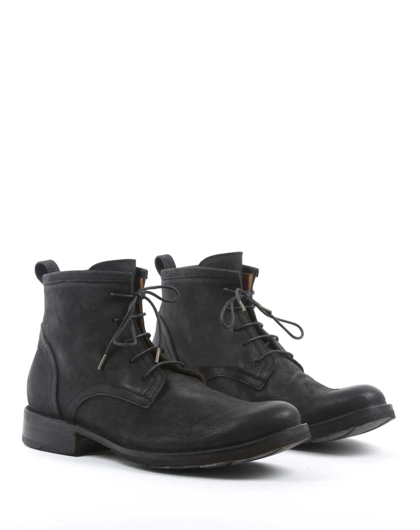 EZRA Black Leather Lace-up Boots