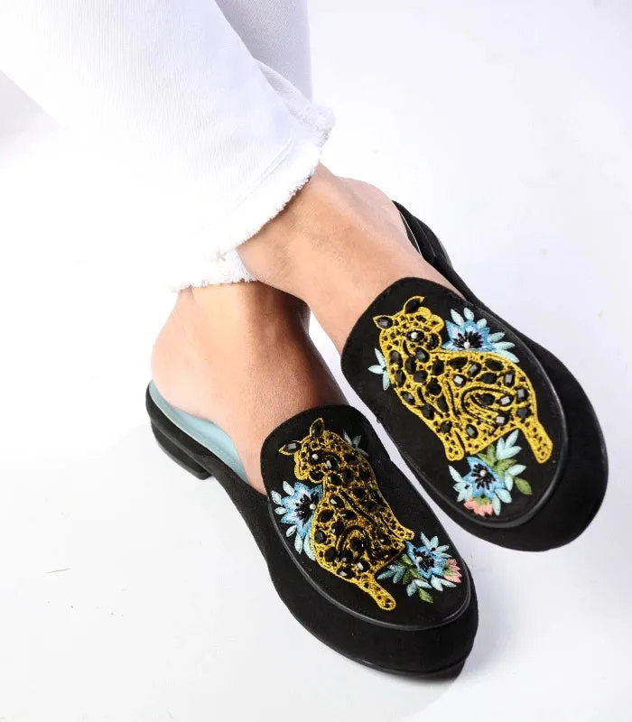 Ferocious Hand Embroidered Mules
